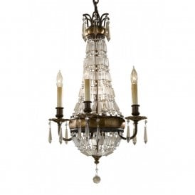BELLINI period style chandelier in bronze with antique crystal