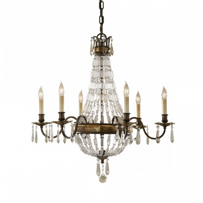 BELLINI traditional bronze chandelier with antique quartz crystal