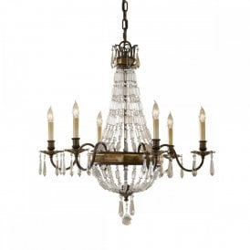 BELLINI traditional bronze chandelier with antique quartz crystal