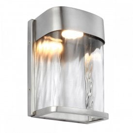 BENNIE modern LED garden wall light in brushed steel - small
