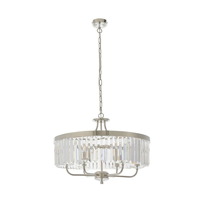 BERCHTOLD Round Bright Nickel Cut Glass Chandelier