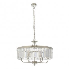 BERCHTOLD Round Bright Nickel Cut Glass Chandelier
