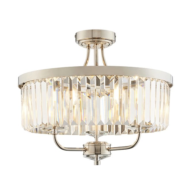 BERCHTOLD Round Bright Nickel Cut Glass Semi-Flush