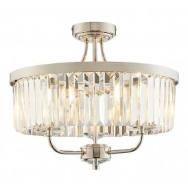 BERCHTOLD Round Bright Nickel Cut Glass Semi-Flush