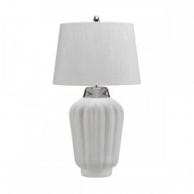 BEXLEY 1 Light Table Lamp | White & Polished Nickel