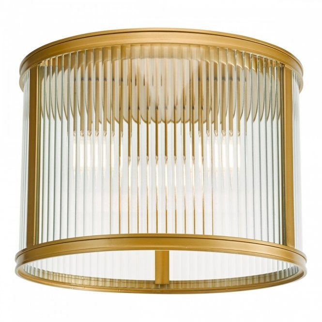Bianka 3 Light Flush in Bronze with Ribbed Glass