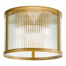 bronze and ribbed glass flush ceiling light