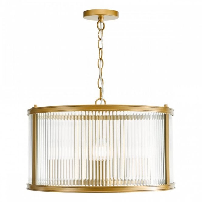 Bianka 3 Light Pendant in Bronze with Ribbed Glass