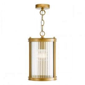 bronze and ribbed glass ceiling pendant lantern