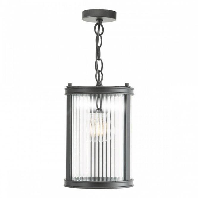 Bianka Pendant in Matt Black with Ribbed Glass