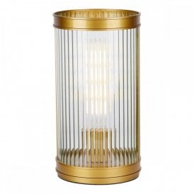 bronze and ribbed glass table lamp
