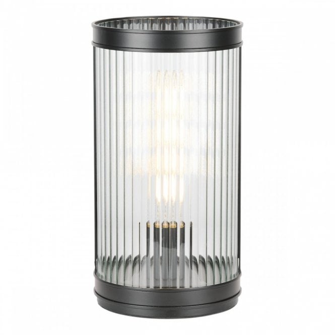 Bianka Table Lamp in Matt Black with Ribbed Glass