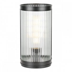 matte black and ribbed glass table lamp