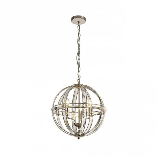 BIJOUX large crystal orb ceiling pendant on polished nickel frame