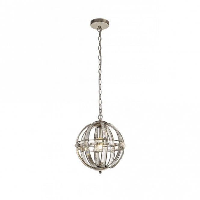 BIJOUX small crystal orb ceiling pendant on polished nickel frame