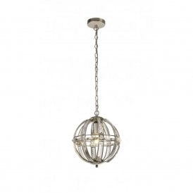 BIJOUX small crystal orb ceiling pendant on polished nickel frame