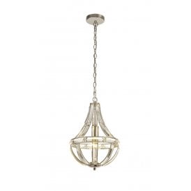 BIJOUX teardrop ceiling pendant on polished nickel frame inset with crystal