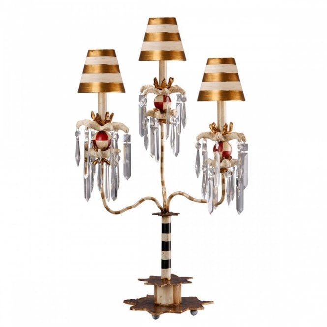 BIRDLAND opulent candelabra table lamp dressed with crystal droplets