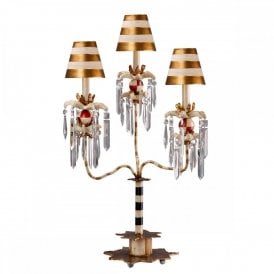BIRDLAND opulent candelabra table lamp dressed with crystal droplets