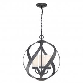 Outdoor iron work 3 light chandelier 
