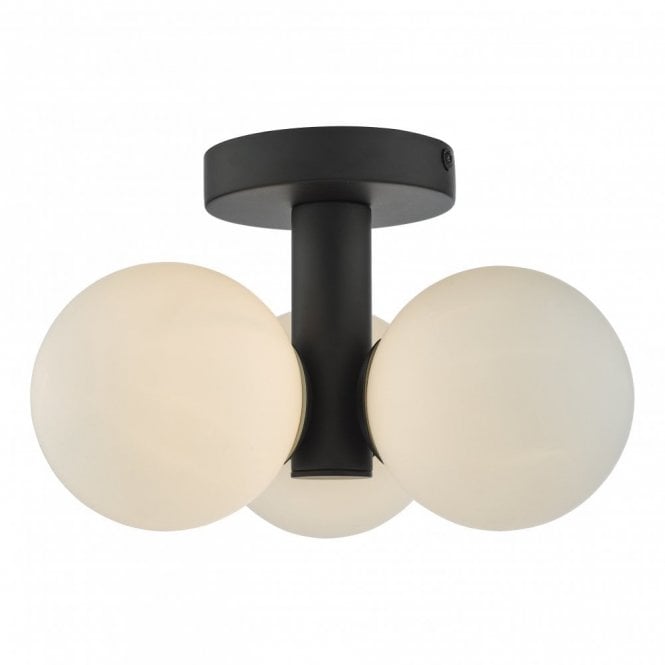 BLAKE 3 Light Semi Flush Matt Black Opal Glass