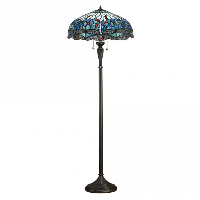 BLUE DRAGONFLY floor lamp with Tiffany glass shade