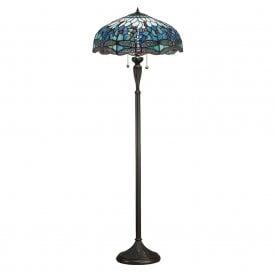 BLUE DRAGONFLY floor lamp with Tiffany glass shade