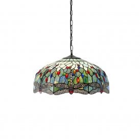 BLUE DRAGONFLY large Tiffany ceiling pendant