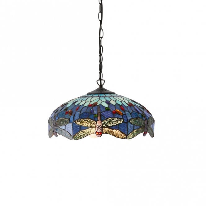 BLUE DRAGONFLY medium Tiffany ceiling pendant