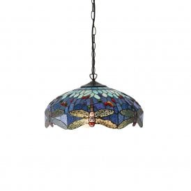 BLUE DRAGONFLY medium Tiffany ceiling pendant
