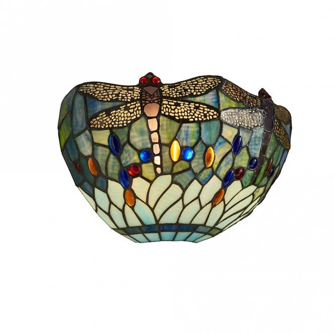 BLUE DRAGONFLY Tiffany wall uplighter light