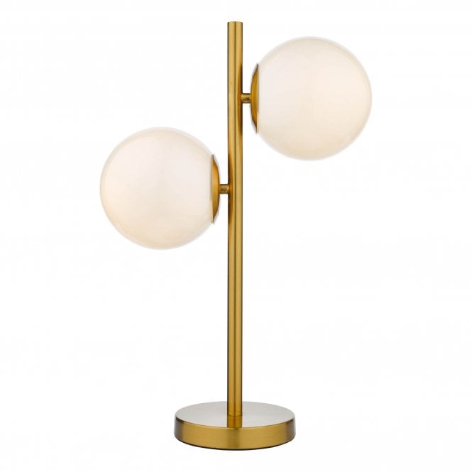 BOMBAZINE 2 Light Table Lamp | Natural Brass | Opal Glass