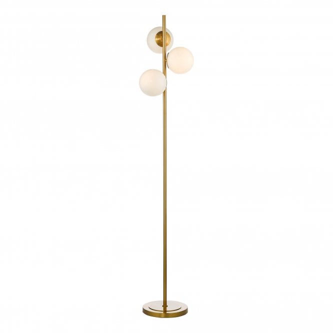 BOMBAZINE 3 Light Floor Lamp | Natural Brass | Opal Glass