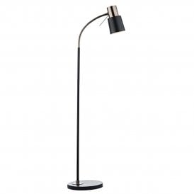 black and copper floor lamp with adjustable head 
