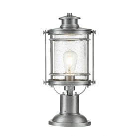 aluminium steel and seeded glass pedestal light IP44