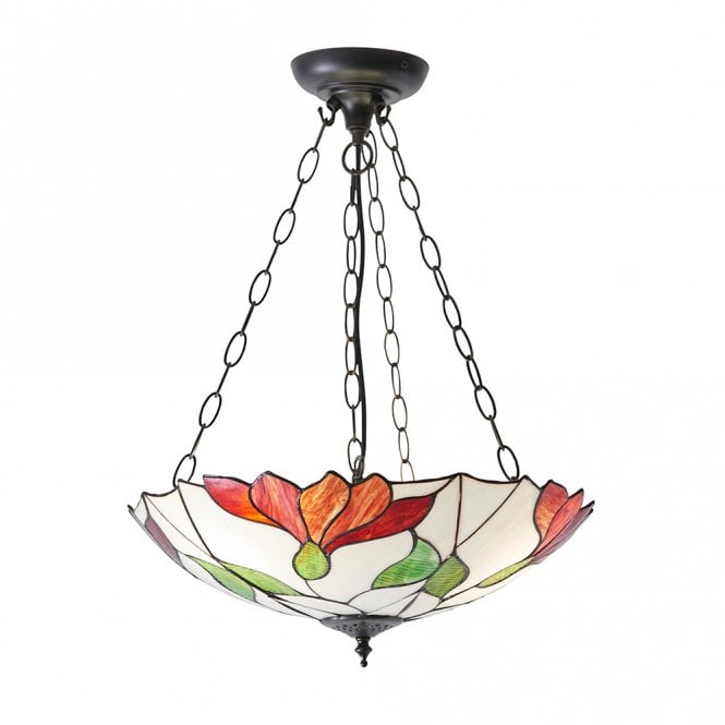 BOTANICA inverted Tiffany uplighter ceiling pendant in Art Nouveau style