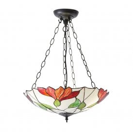 BOTANICA inverted Tiffany uplighter ceiling pendant in Art Nouveau style