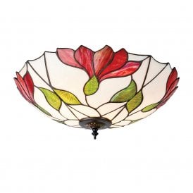 BOTANICA large flush fitting Tiffany Art Nouveau ceiling light