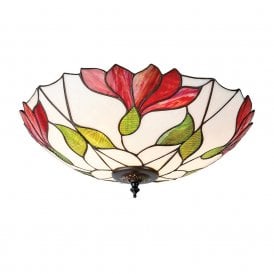 BOTANICA large flush fitting Tiffany Art Nouveau ceiling light