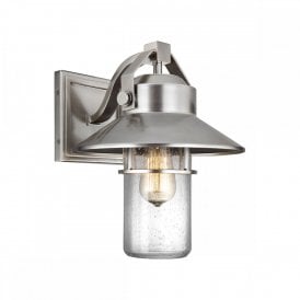 BOYNTON IP44 indoor or outdoor wall lantern in brushed steel finish - medium