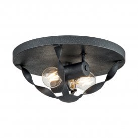 2 Light Flush Ceiling Mount Finished in Dark Ash Grey