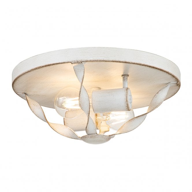 BRADBURY 2 Light Flush Ceiling Mount in Antique White