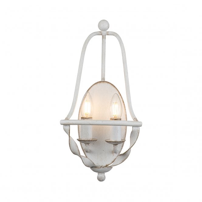 BRADBURY 2 Light Wall Light in Antique White Finished Steel