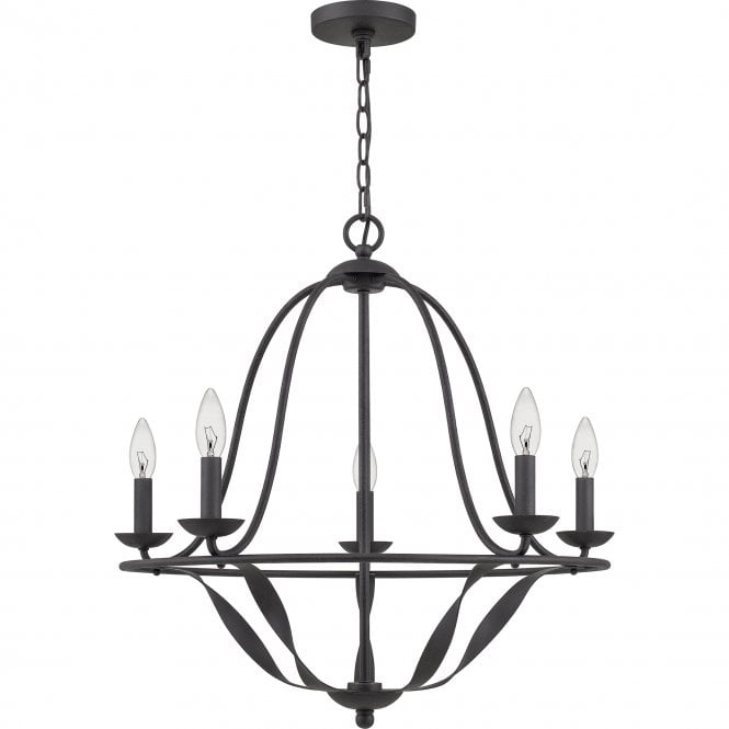 BRADBURY 5 Light Chandelier Finished in Dark Ash Grey