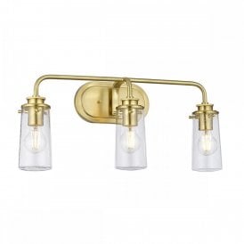 BRAELYN 3 Light Bathroom Wall Light | Brushed Brass