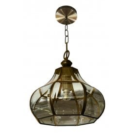 BRAGA 1 Light Ceiling Pendant Lantern Antique Brass