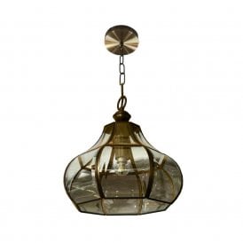 BRAGA 1 Light Ceiling Pendant Lantern Antique Brass