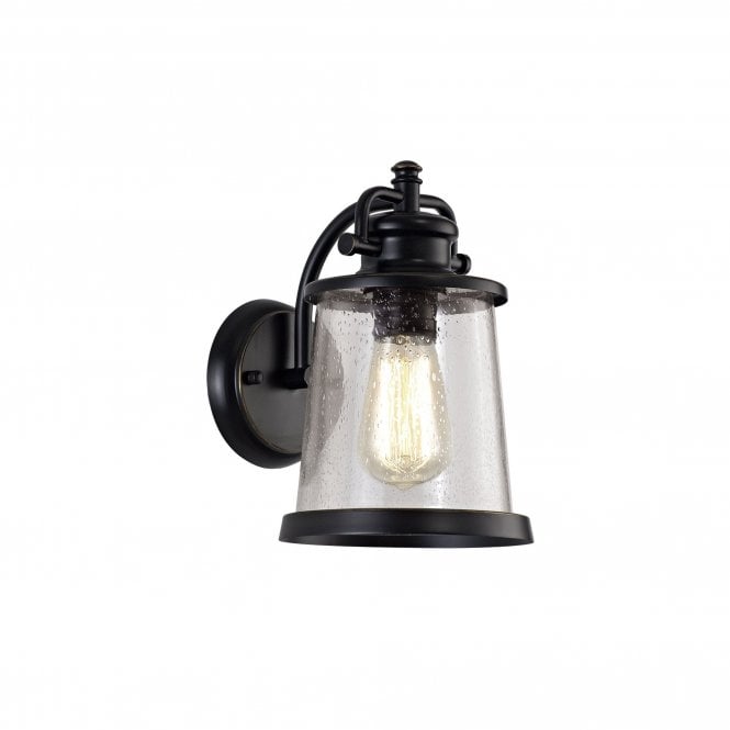 BRENDAN traditional exterior wall light with rain effect glass shade