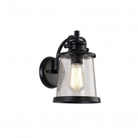 BRENDAN traditional exterior wall light with rain effect glass shade