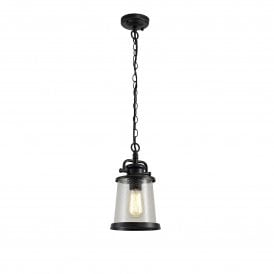 BRENDAN traditional outdoor ceiling pendant with rain effect glass shade
